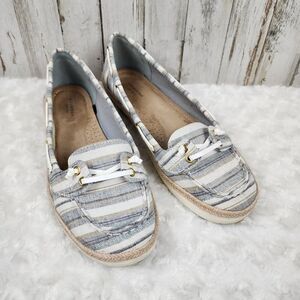 St. John's Bay Payne Flex Form Striped Flats Blue White Size 9
